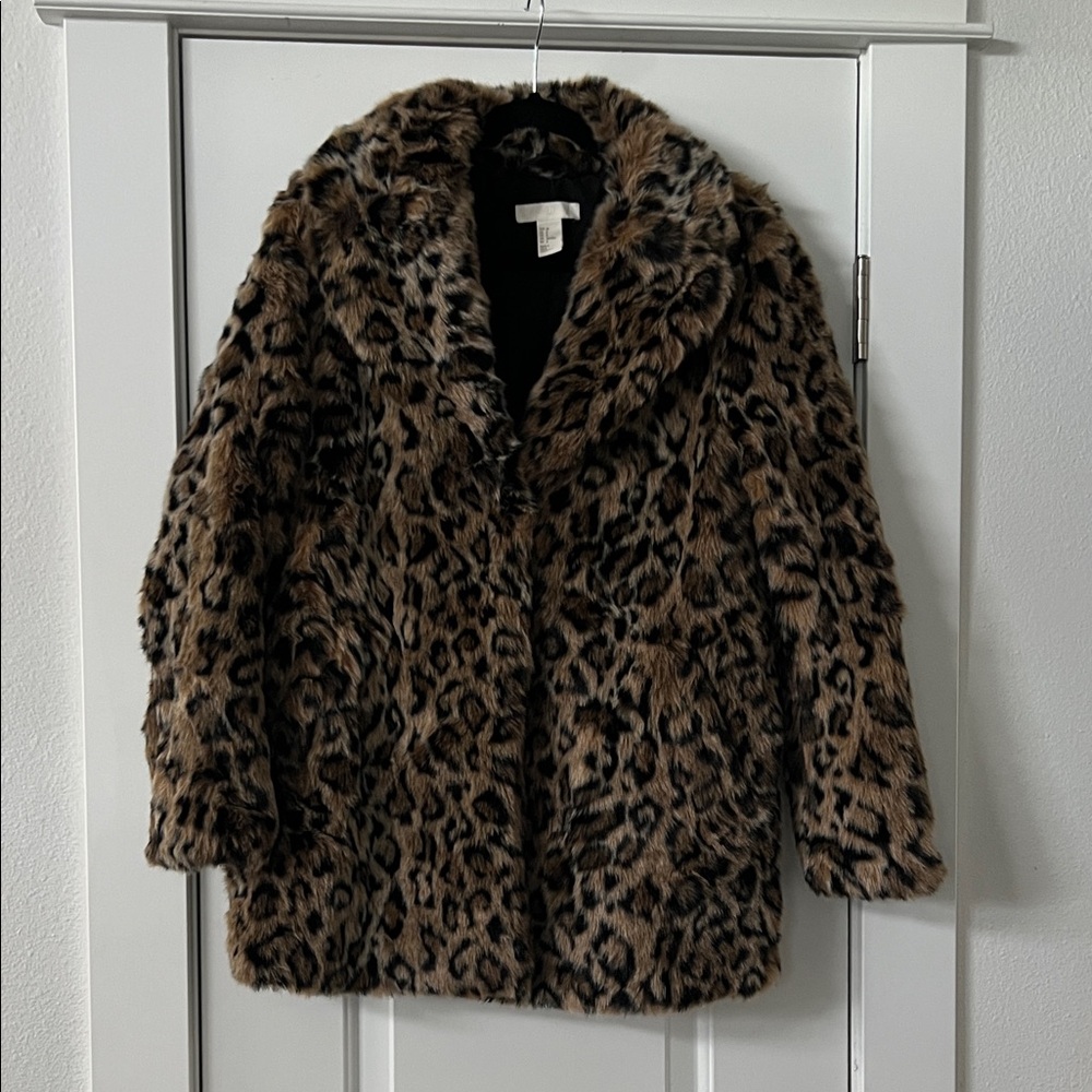 H&M Brown Leopard Teddy Jacket - Picture 1 of 6